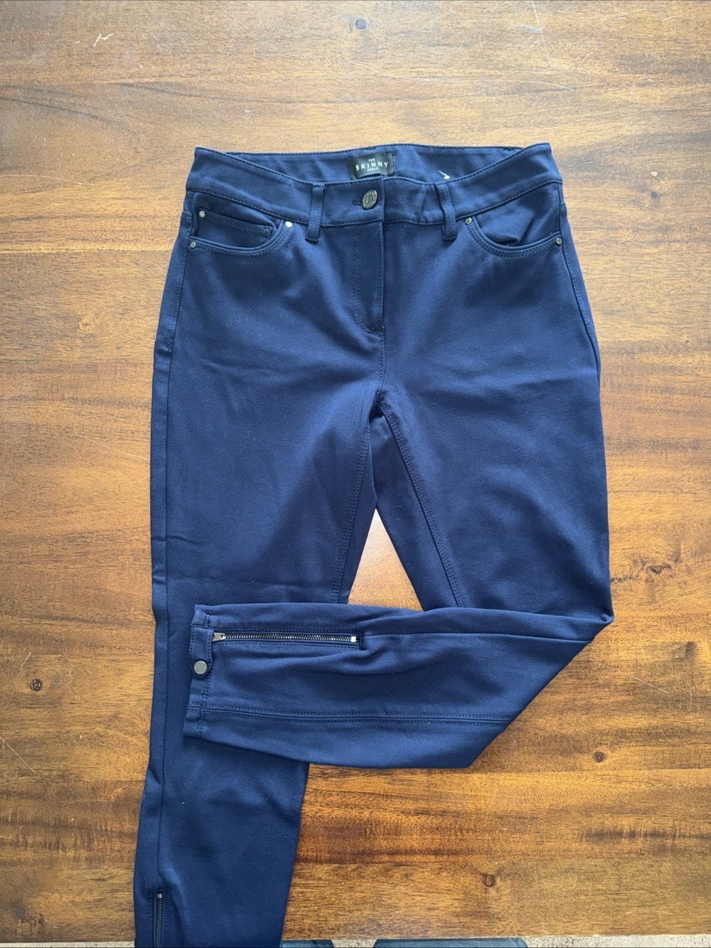 White House Black Market The Skinny Zipper at Ankle Navy Pants Petite 2P